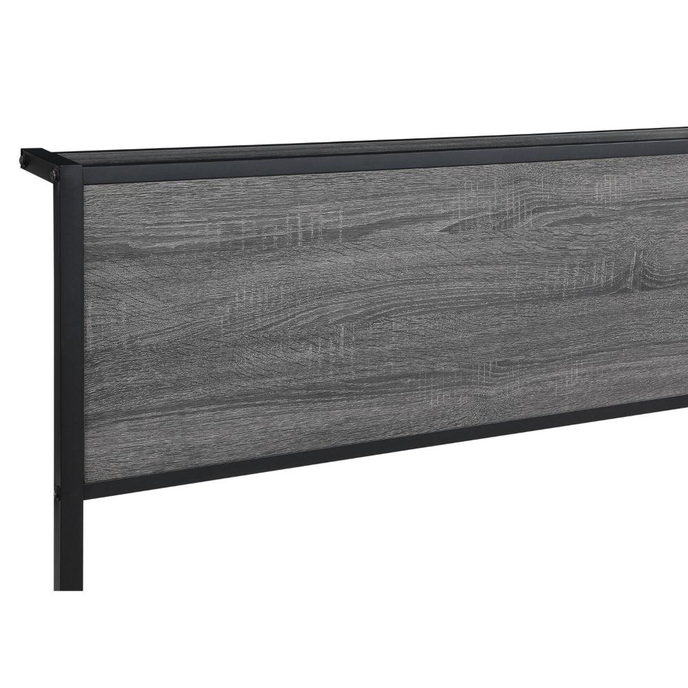 Rick Full Size Platform Bed 1 Shelf Retro Style Black Metal Frame Gray By Casagear Home BM315331