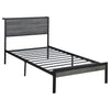 Rick Twin Size Platform Bed 1 Shelf Retro Style Black Metal Frame Gray By Casagear Home BM315332