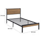 Rick Twin Size Platform Bed 1 Shelf Retro Style Brown Metal Frame Brown By Casagear Home BM315334