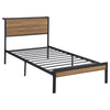 Rick Twin Size Platform Bed 1 Shelf Retro Style Brown Metal Frame Brown By Casagear Home BM315334