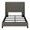 Diya King Size Platform Bed Button Tufted Upholstery Nailhead Trim Gray By Casagear Home BM315335