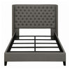 Diya California King Platform Bed Button Tufted Upholstery Nailhead Gray By Casagear Home BM315336