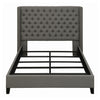 Diya Queen Size Platform Bed Button Tufted Upholstery Nailheads Gray By Casagear Home BM315337