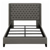 Diya Full Size Platform Bed Button Tufted Upholstery Nailhead Trim Gray By Casagear Home BM315338