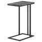 Enu 25 Inch Accent C Table Marble Top Black Metal Cantilever Base Gray By Casagear Home BM315339