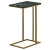 Enu 25 Inch Accent C Table Marble Top Gold Metal Cantilever Base Gray By Casagear Home BM315340