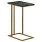 Enu 25 Inch Accent C Table Marble Top Gold Metal Cantilever Base Gray By Casagear Home BM315340