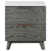 Tira 29 Inch Nightstand Dual USB Port 2 Drawers White Marble Top Gray By Casagear Home BM315341