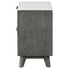 Tira 29 Inch Nightstand Dual USB Port 2 Drawers White Marble Top Gray By Casagear Home BM315341