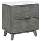 Tira 29 Inch Nightstand Dual USB Port 2 Drawers White Marble Top Gray By Casagear Home BM315341