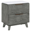 Tira 29 Inch Nightstand Dual USB Port 2 Drawers White Marble Top Gray By Casagear Home BM315341