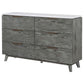 Tira 63 Inch Wide Dresser 6 Drawers with Handles White Marble Top Gray By Casagear Home BM315342