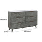 Tira 63 Inch Wide Dresser 6 Drawers with Handles White Marble Top Gray By Casagear Home BM315342