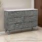 Tira 63 Inch Wide Dresser 6 Drawers with Handles White Marble Top Gray By Casagear Home BM315342