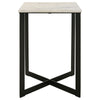 Sovi 24 Inch Side End Table Square Marble Top Black Metal Frame White By Casagear Home BM315344