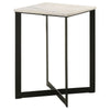 Sovi 24 Inch Side End Table Square Marble Top Black Metal Frame White By Casagear Home BM315344