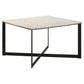 Sovi 28 Inch Side Coffee Table Marble Top Black Metal Frame White Finish By Casagear Home BM315345