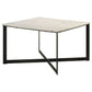 Sovi 28 Inch Side Coffee Table Marble Top Black Metal Frame White Finish By Casagear Home BM315345