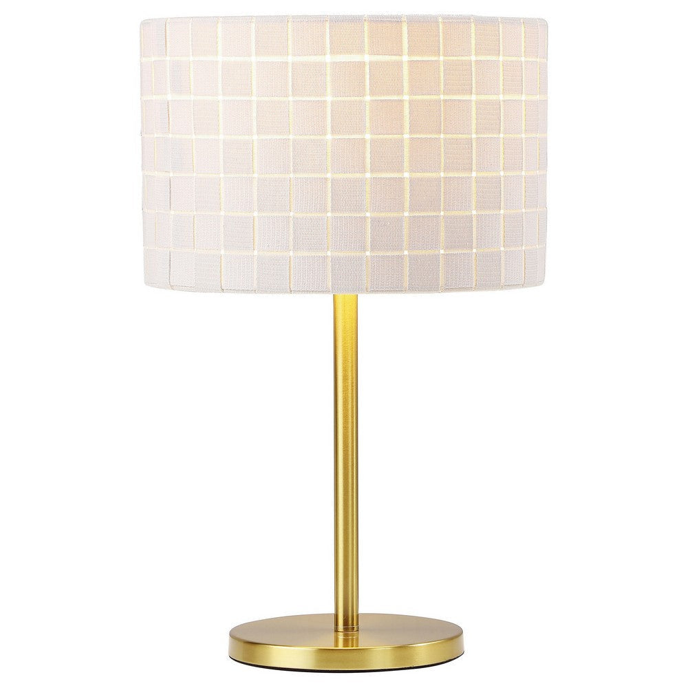 Nek 19 Inch Buffet Table Lamp Basketweave Drum Shade Ivory Fabric Gold By Casagear Home BM315347