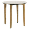 Wolu 22 Inch Side End Table White Marble Round Top Natural Brown Wood By Casagear Home BM315348