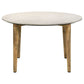 Wolu 30 Inch Coffee Table White Marble Round Top Natural Brown Mango Wood By Casagear Home BM315349