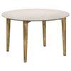 Wolu 30 Inch Coffee Table White Marble Round Top Natural Brown Mango Wood By Casagear Home BM315349