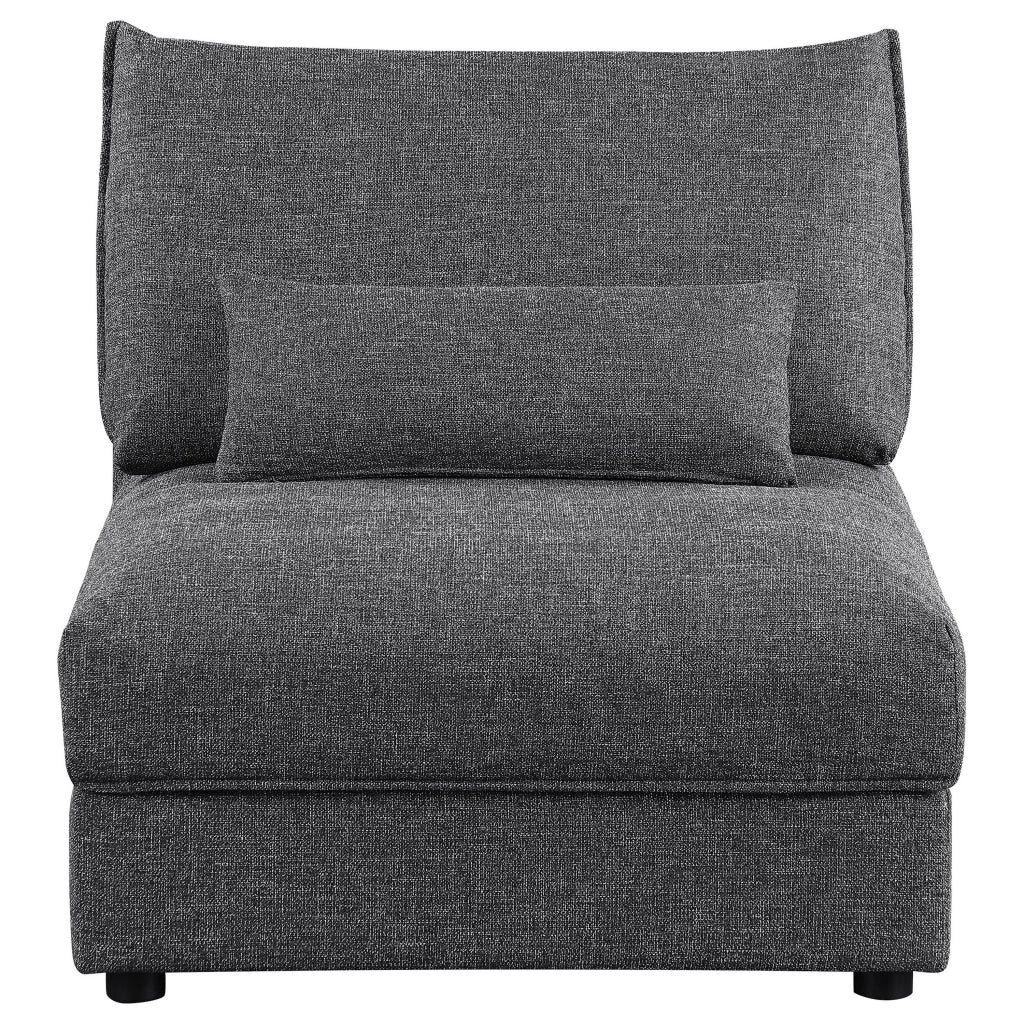 Ash 35 Inch Armless Accent Sofa Chair with Cushions Modular Gray Black By Casagear Home BM315350