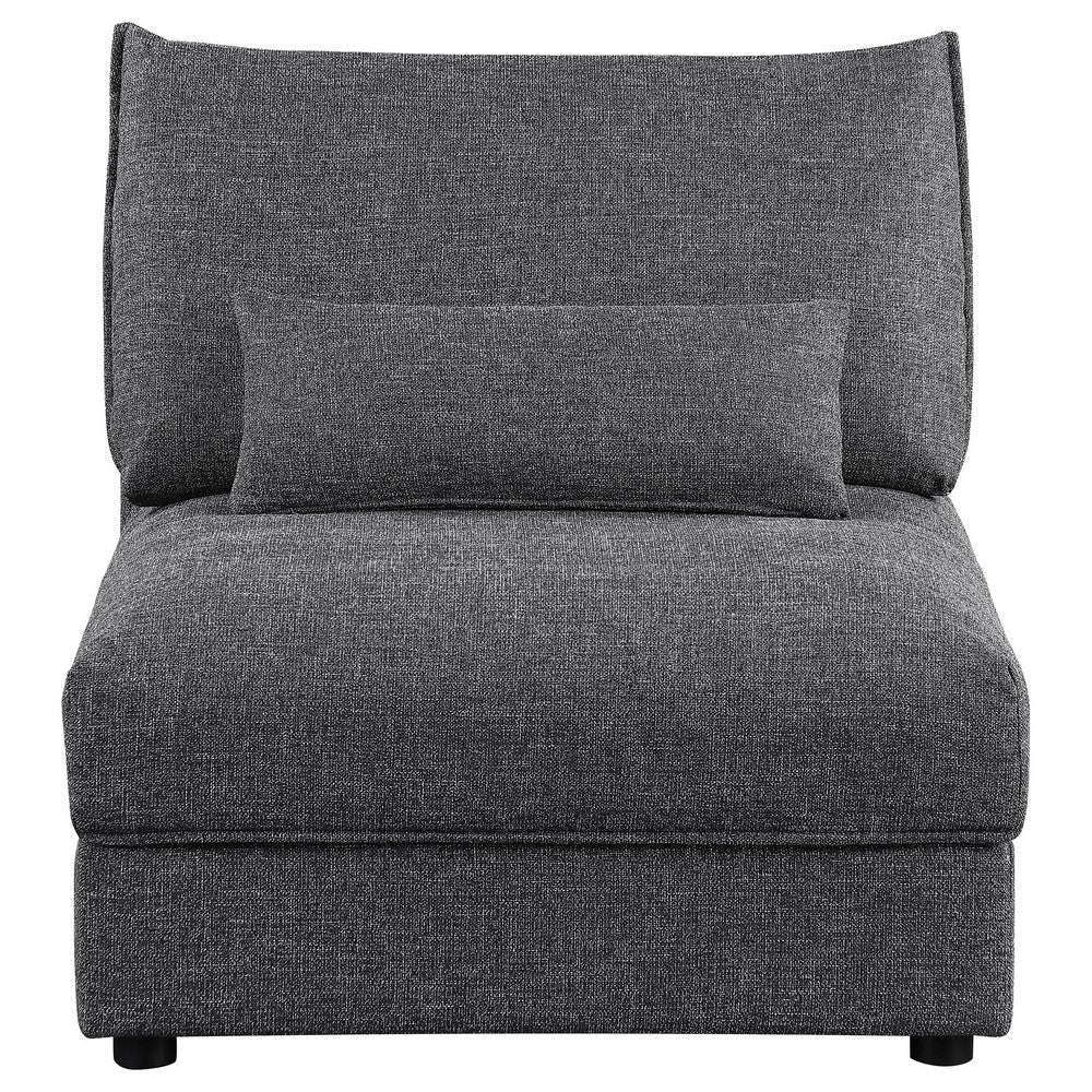 Ash 35 Inch Armless Accent Sofa Chair with Cushions Modular Gray Black By Casagear Home BM315350