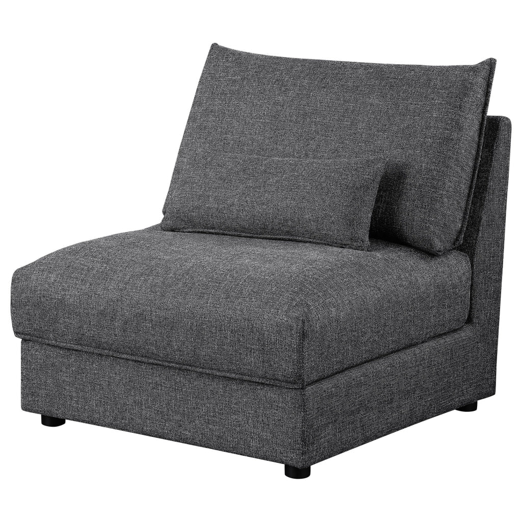 Ash 35 Inch Armless Accent Sofa Chair with Cushions Modular Gray Black By Casagear Home BM315350