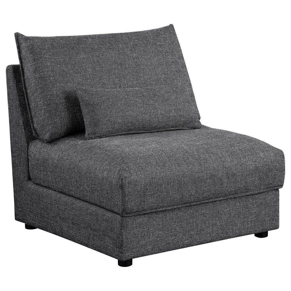 Ash 35 Inch Armless Accent Sofa Chair with Cushions, Modular, Gray Black By Casagear Home