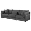 Ash 115 Inch Plush 3 Piece Sofa with Cushions Modular Chairs Gray Black By Casagear Home BM315351