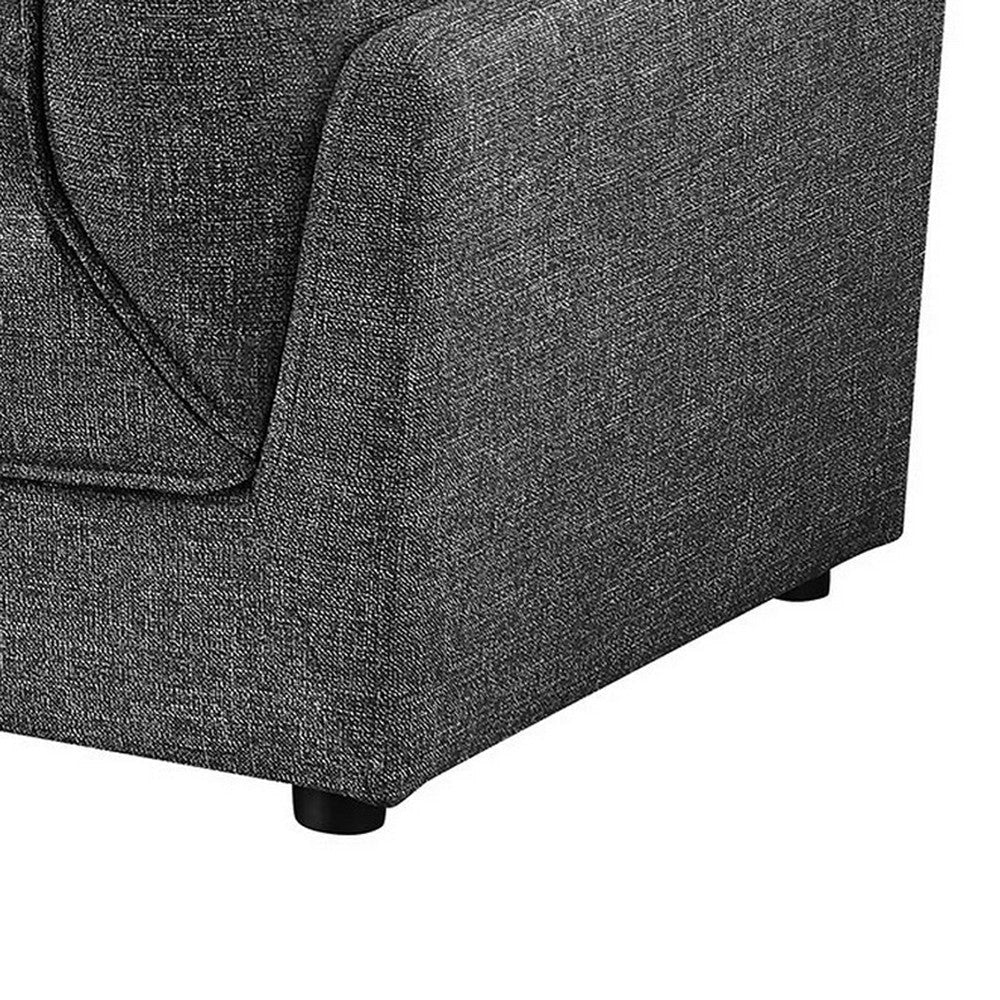 Ash 115 Inch Plush 3 Piece Sofa with Cushions Modular Chairs Gray Black By Casagear Home BM315351