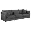 Ash 115 Inch Plush 3 Piece Sofa with Cushions, Modular Chairs, Gray Black By Casagear Home