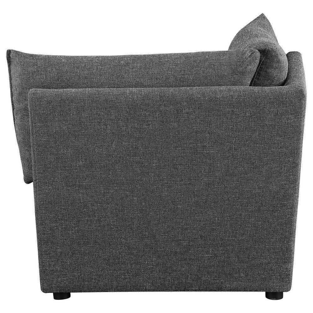 Ash 37 Inch Corner Accent Sofa Armchair with Cushions Modular Gray Black By Casagear Home BM315352