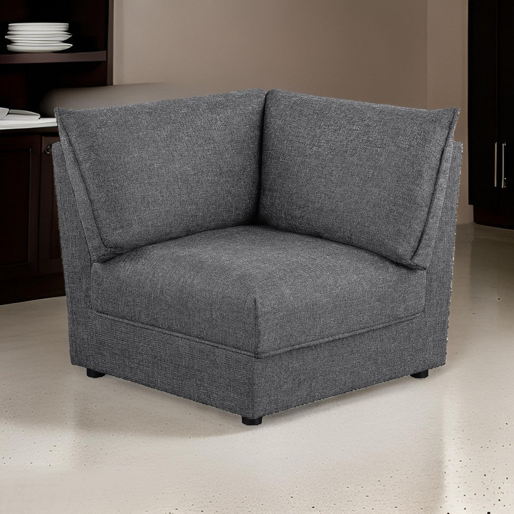 Ash 37 Inch Corner Accent Sofa Armchair with Cushions Modular Gray Black By Casagear Home BM315352