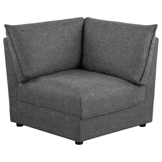 Ash 37 Inch Corner Accent Sofa Armchair with Cushions, Modular, Gray Black By Casagear Home