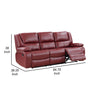 Mila 85 Inch Modern Manual Recliner Sofa 3 Seater Red Faux Leather By Casagear Home BM315353