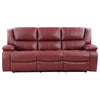 Mila 2pc Manual Recliner Sofa and Loveseat Set Red Faux Leather Wood By Casagear Home BM315354