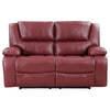 Mila 62 Inch Modern Manual Recliner Loveseat 3 Seater Red Faux Leather By Casagear Home BM315355