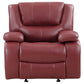 Mila 38 Inch Manual Recliner Accent Sofa Chair Red Faux Leather Wood By Casagear Home BM315356