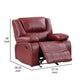 Mila 38 Inch Manual Recliner Accent Sofa Chair Red Faux Leather Wood By Casagear Home BM315356