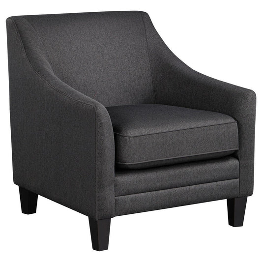 Iam 29 Inch  Accent Club Chair, Sloped Arms, Cushioned, Black Upholstery By Casagear Home