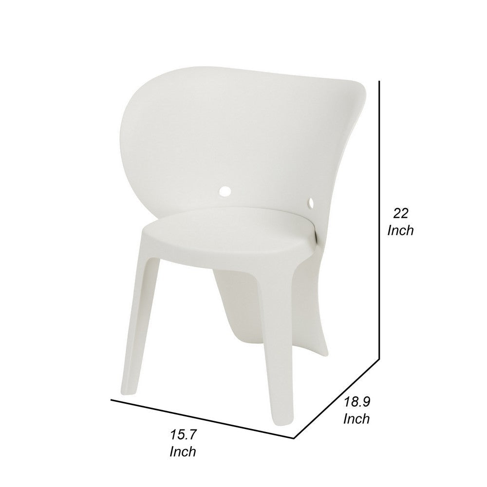 Fyna 16 Inch Kids Chair with Curved Back Elephant Trunk Design White By Casagear Home BM315364