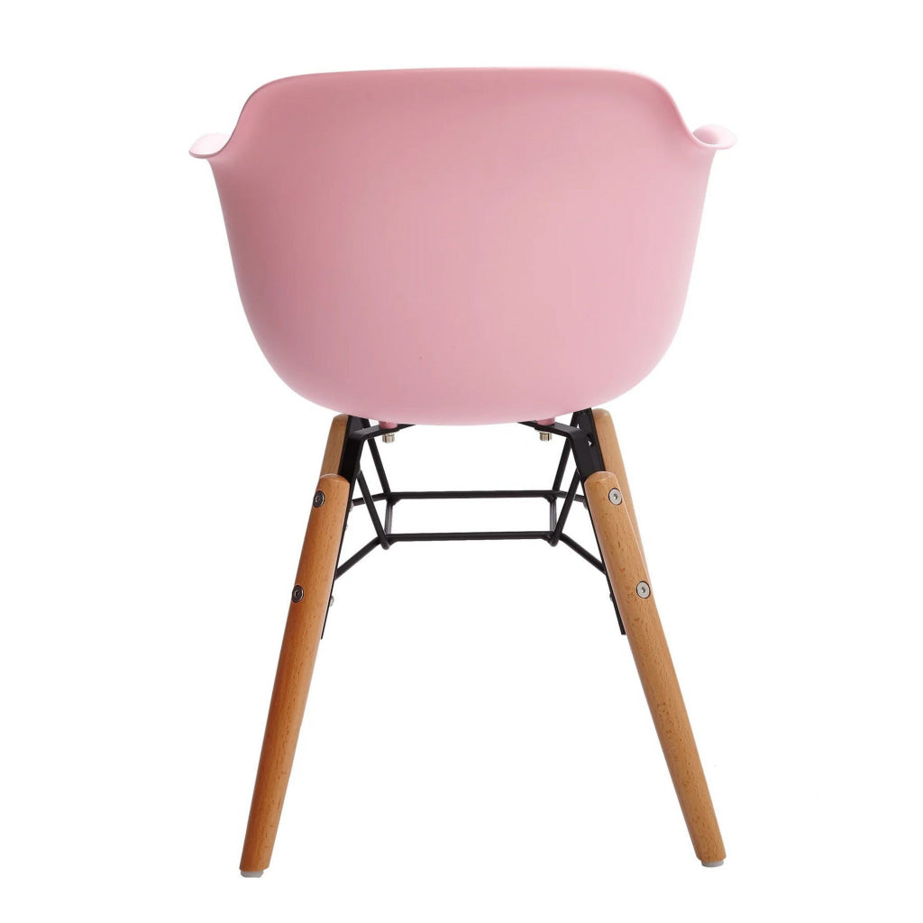 Lyna 16 Inch Kids Side Chair with Solid Back Arms Angled Wood Base Pink By Casagear Home BM315366