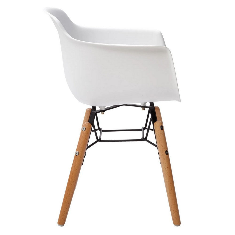 Lyna 16 Inch Kids Side Chair with Solid Back Arms Angled Wood Base White By Casagear Home BM315367