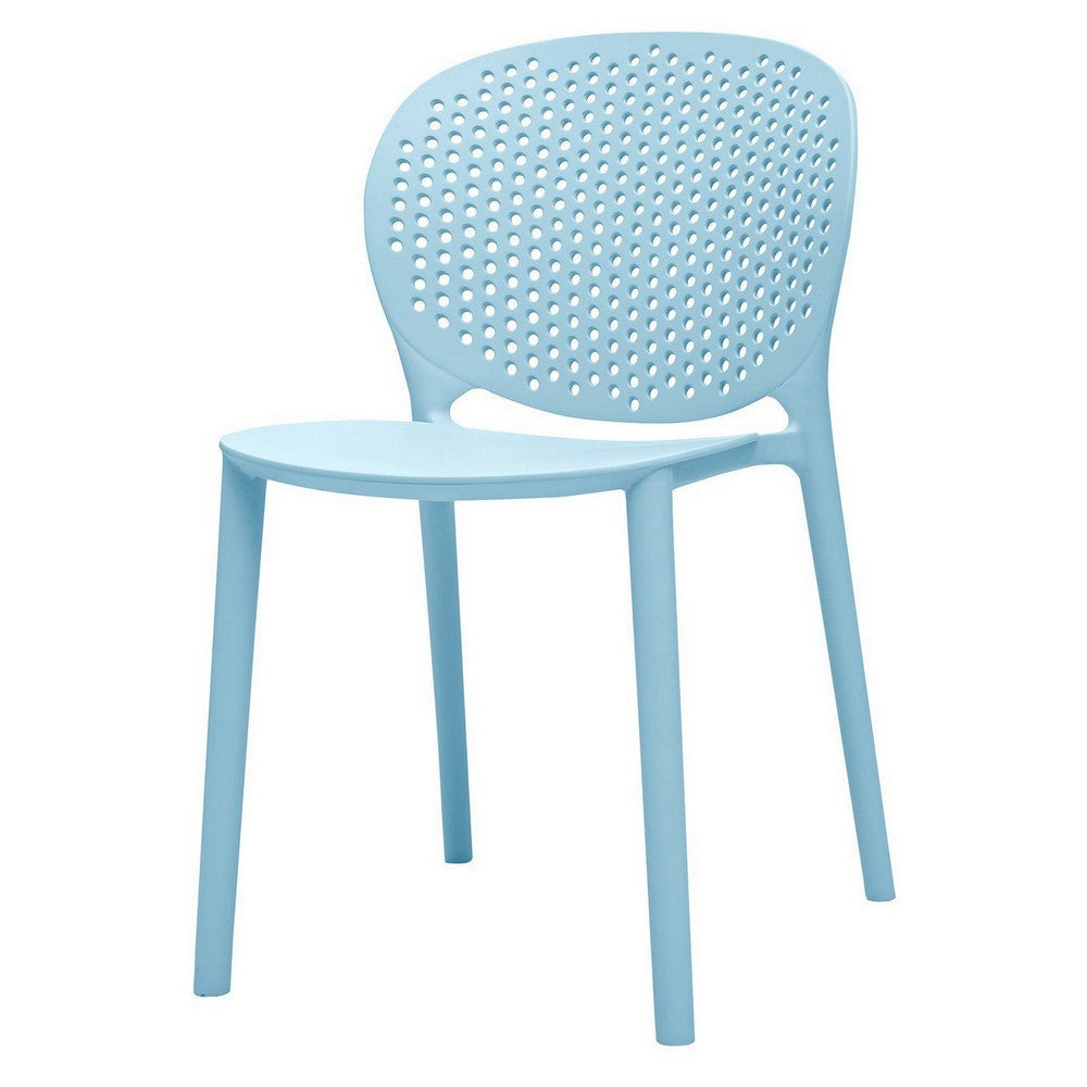 Gyna 14 Inch Kids Side Chair Round Dotted Backrest Armless Blue By Casagear Home BM315368