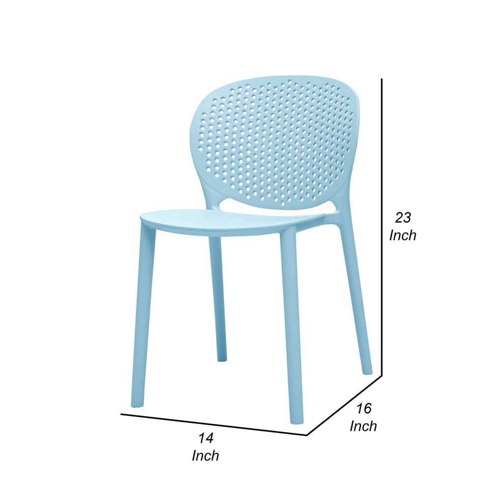 Gyna 14 Inch Kids Side Chair Dotted Backrest Armless Set of 4 Blue By Casagear Home BM315368