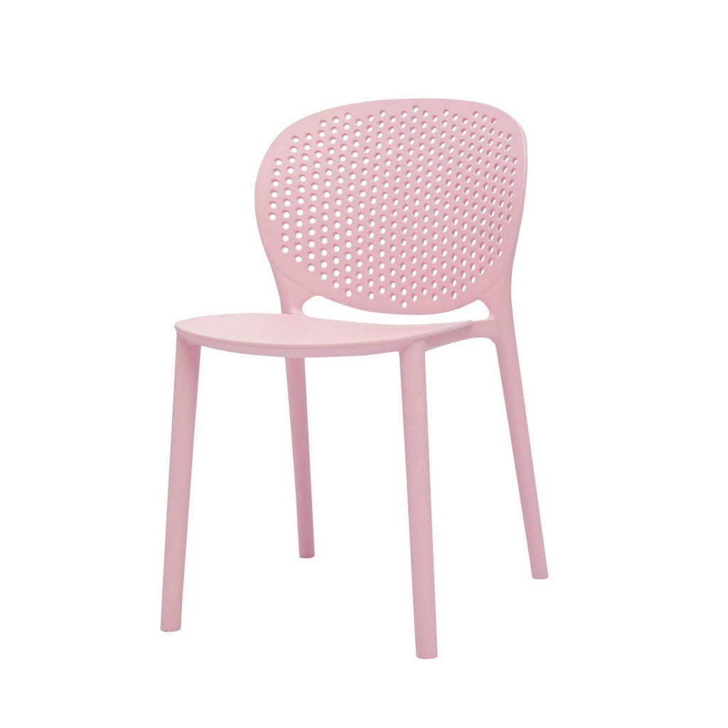 Gyna 14 Inch Kids Side Chair Round Dotted Backrest Armless Pink By Casagear Home BM315369