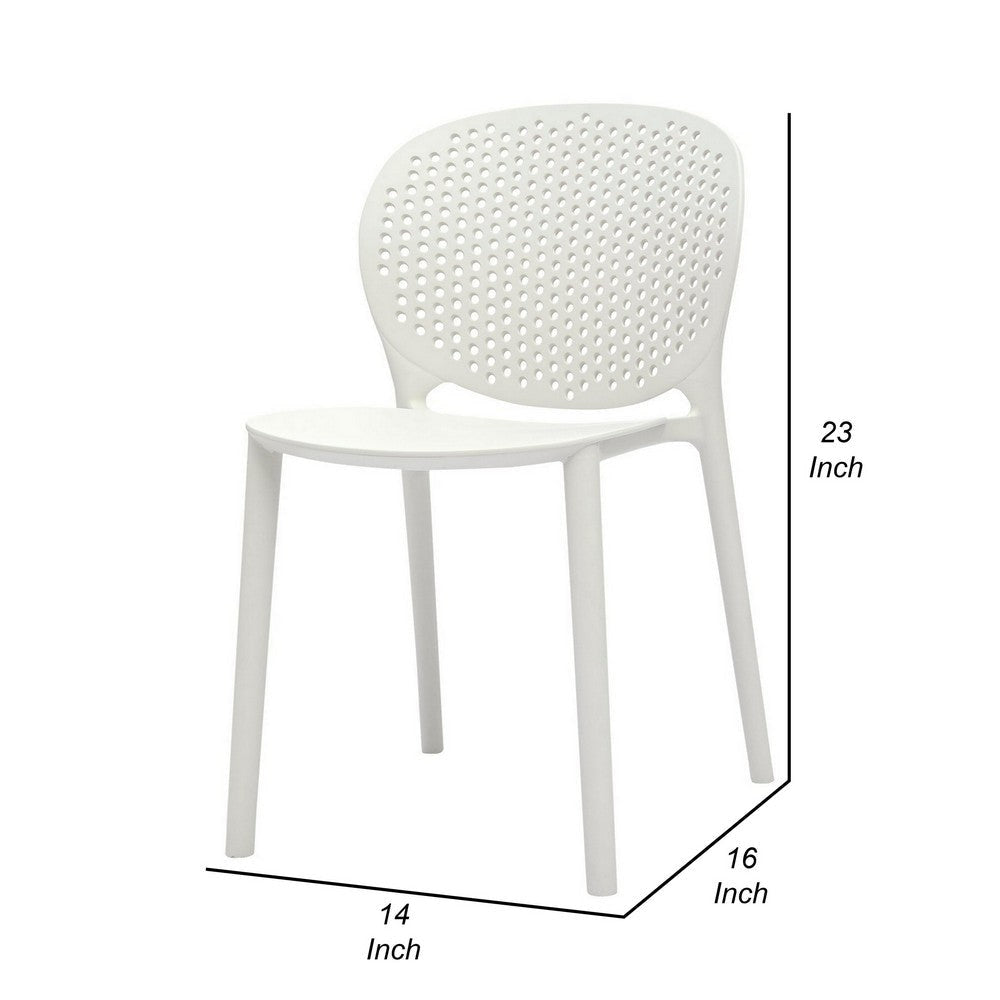 Gyna 14 Inch Kids Side Chair Round Dotted Backrest Armless White By Casagear Home BM315370