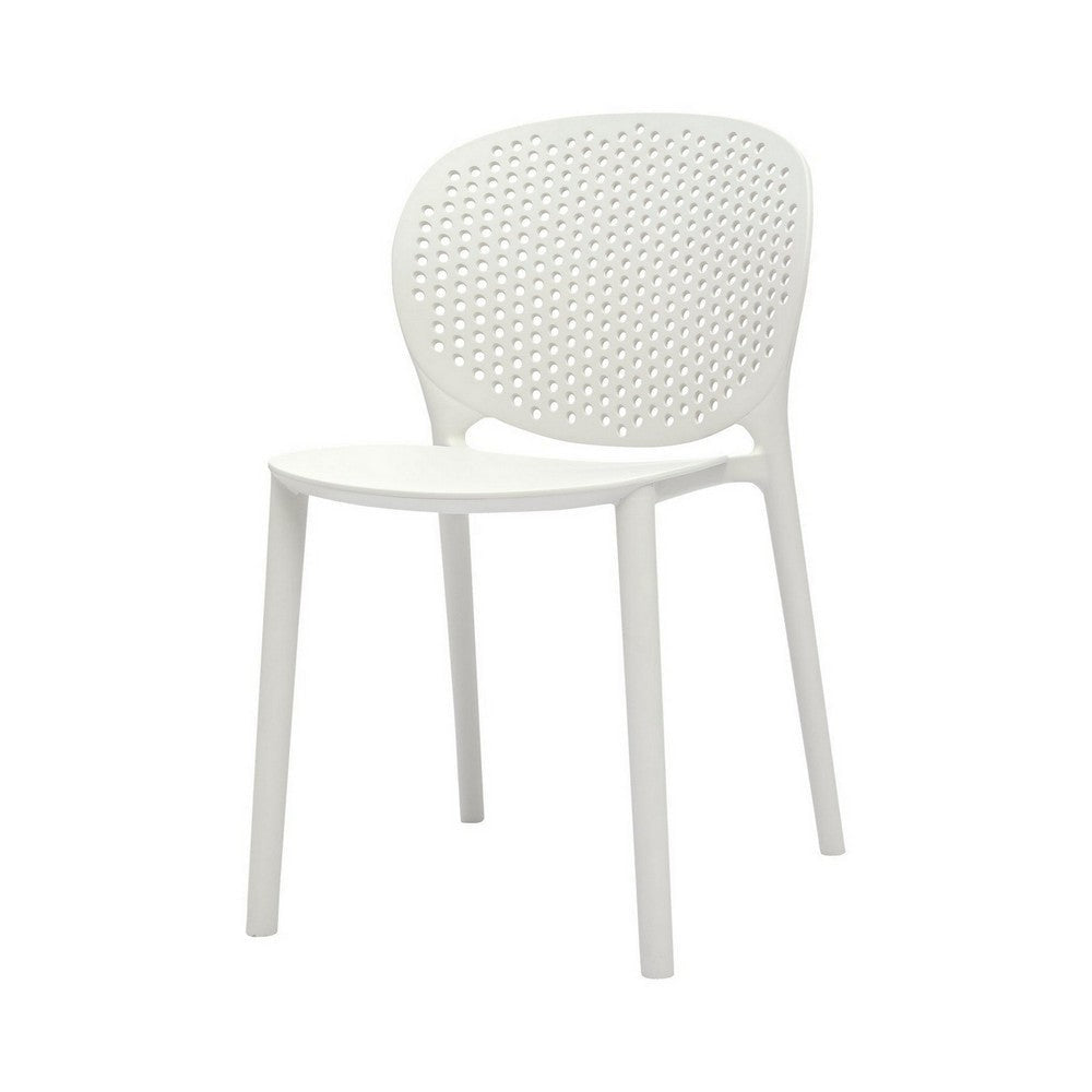 Gyna 14 Inch Kids Side Chair, Round Dotted Backrest, Armless, White By Casagear Home